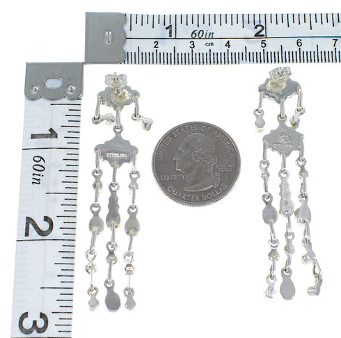 Genuine Sterling Silver Southwestern Turquoise Post Dangle Earrings RX56499